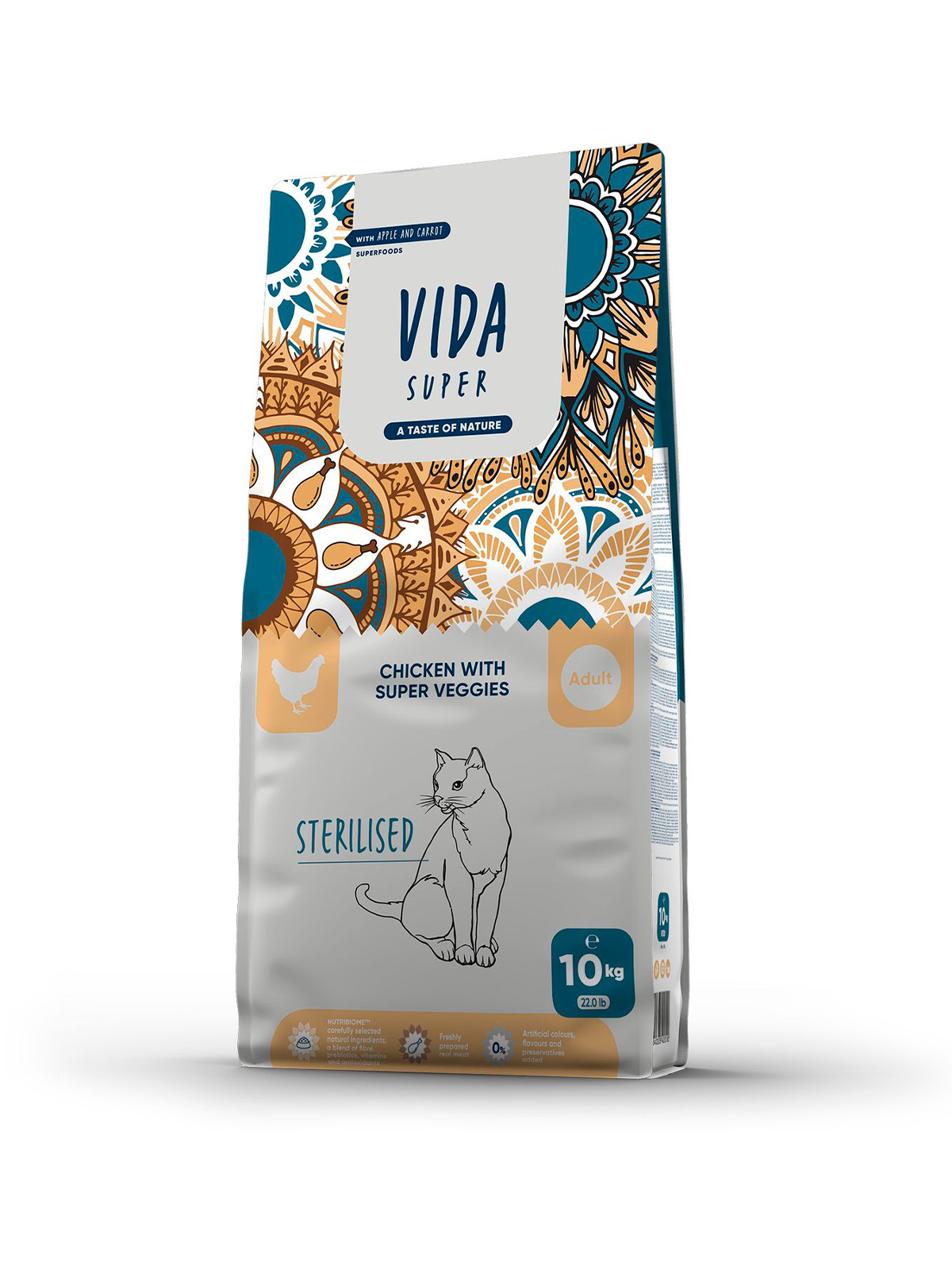 Сухой корм VIDA SUPER для взрослых стерилизованных кошек из курицы с овощами 10 кг