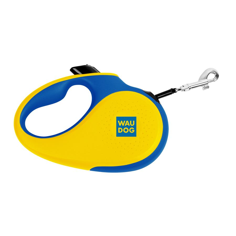 Поводок-рулетка для собак WAUDOG R-leash "ВАУ", светоотражающая лента (L, до 50кг, длина 5м)