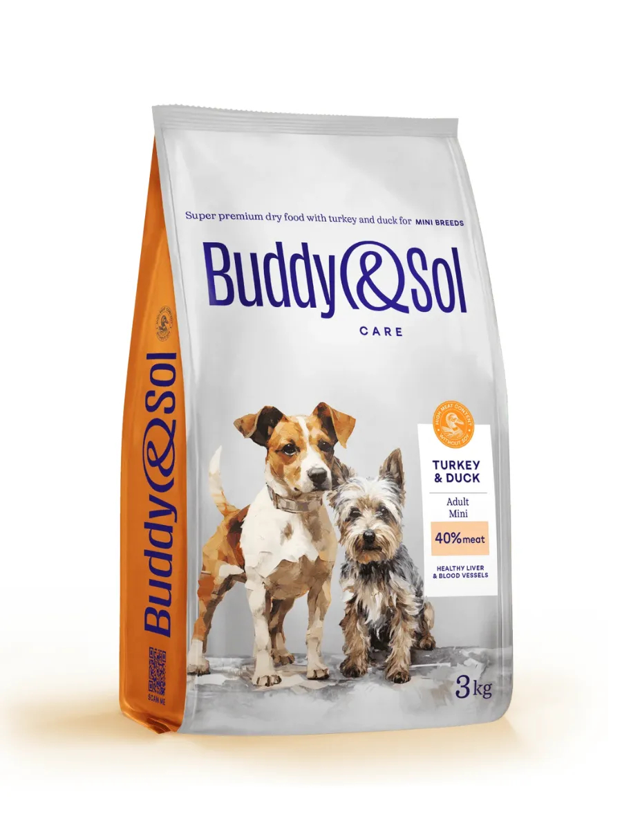 Buddy&Sol Care Сухой корм с индейкой и уткой для собак мелких пород 3кг