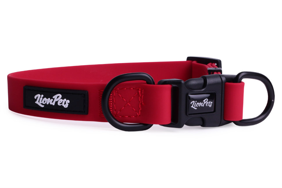 Ошейник из биотана LionPets с пластиковой пряжкой LPO-00530-2 (Красный) (Размер L обхват шеи 33-55 см, ширина 2,0 см)
