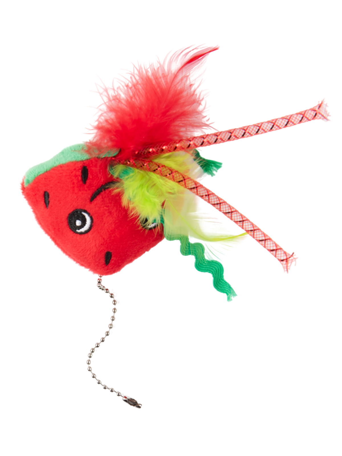 Игрушка Mr.Kranch для кошек Арбузик плюшевая с кошачьей мятой и перышками 16 см красная