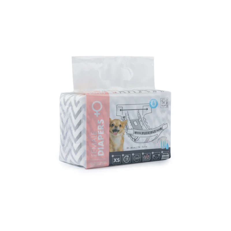 Подгузники одноразовые для собак Мпетс, размер №1 XS: талия 20,0-40,0 см, 10 шт/уп, MPets, 10116599