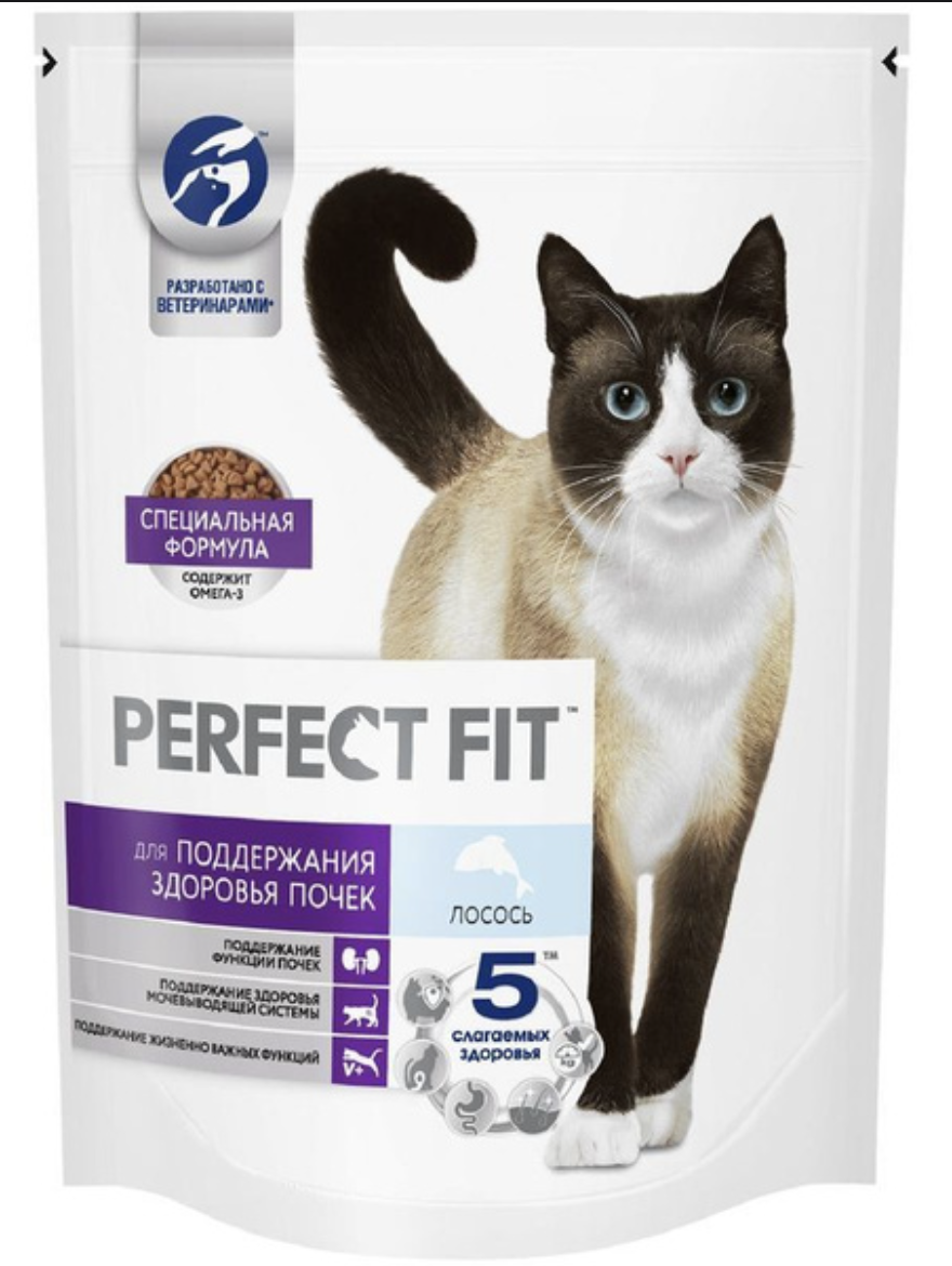 PERFECT FIT Сухой корм для поддержания здоровья почек с лососем 650гр