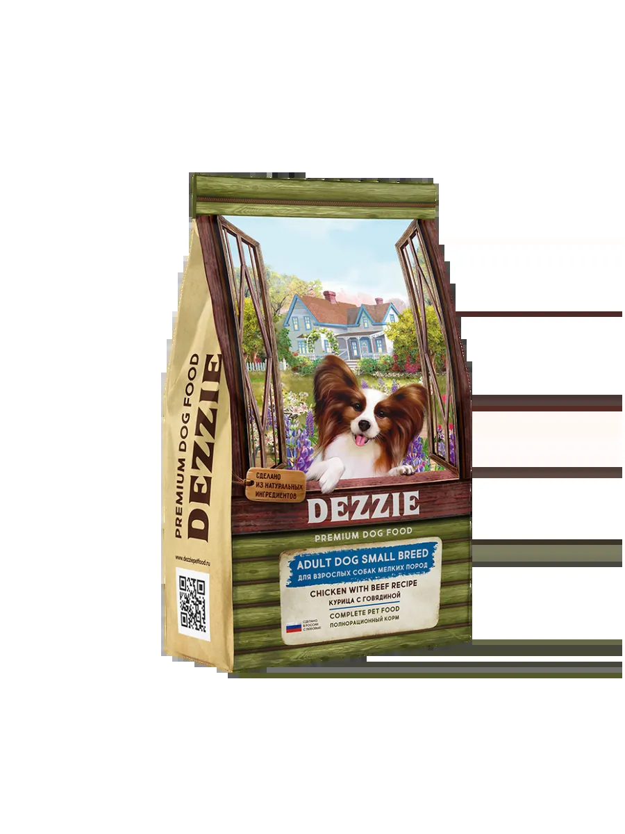 Dezzie Сухой корм для собак мелких пород с курицей и говядиной-3кг