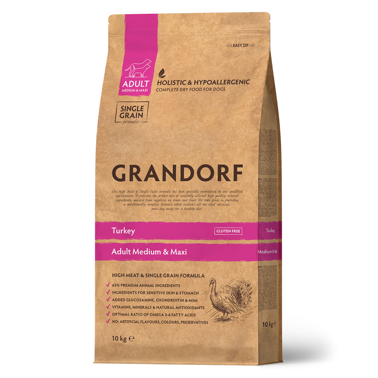Grandorf Сухой корм для средних собак с индейкой 10 кг 5407007851164