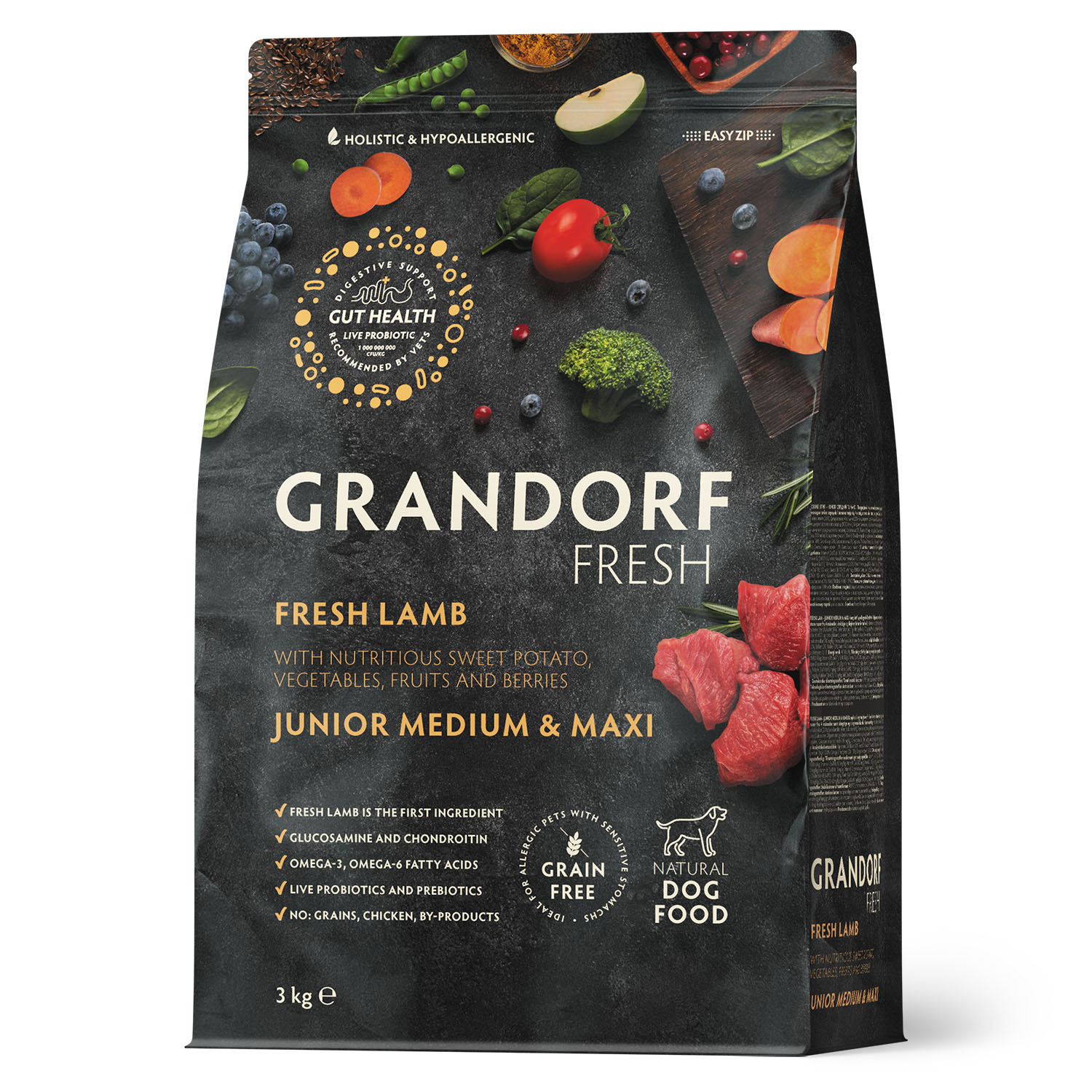 Grandorf Fresh Grandorf Сухой беззерновой корм для средних юниоров с ягненком 3 кг 5407007852727