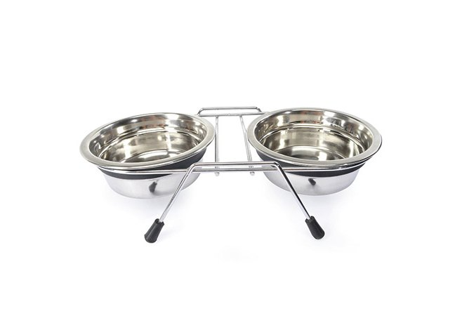 042 Камон 2 Миски из нержавеющей стали на подставке, объём 350 мл
