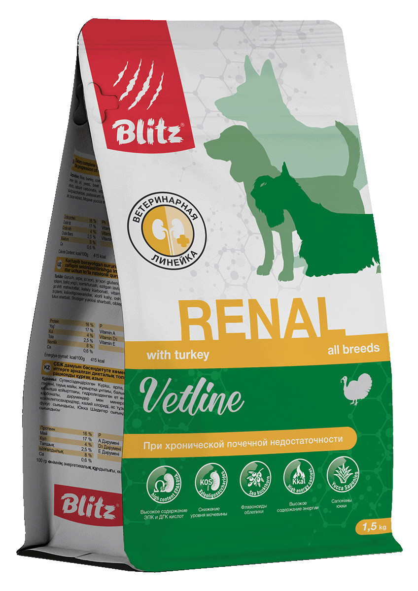 Blitz Vetline Renal Сухой корм для собак при почечной недостаточности 500 г