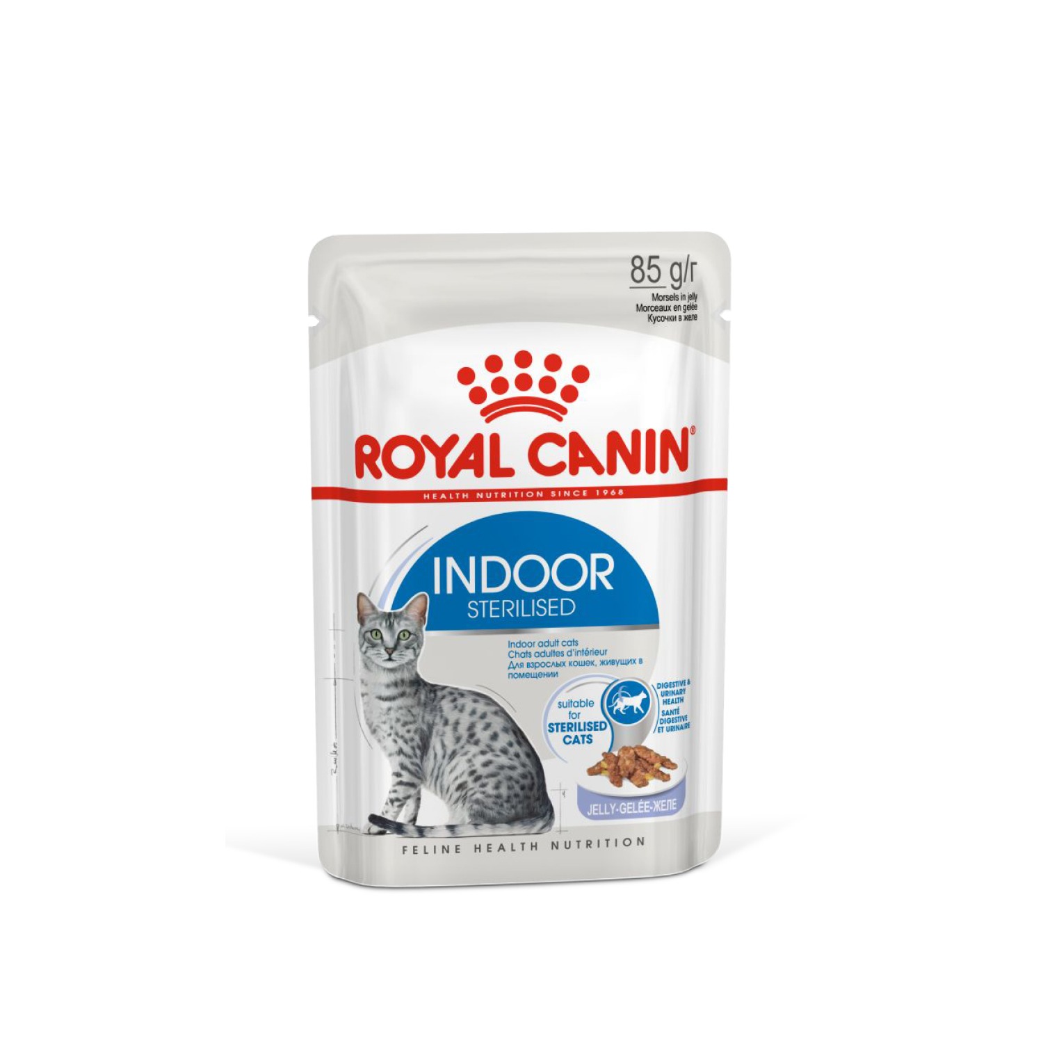 Royal Canin Indoor Sterilised Влажный корм для взрослых кошек живущих в помещении, кусочки в желе, 85гр