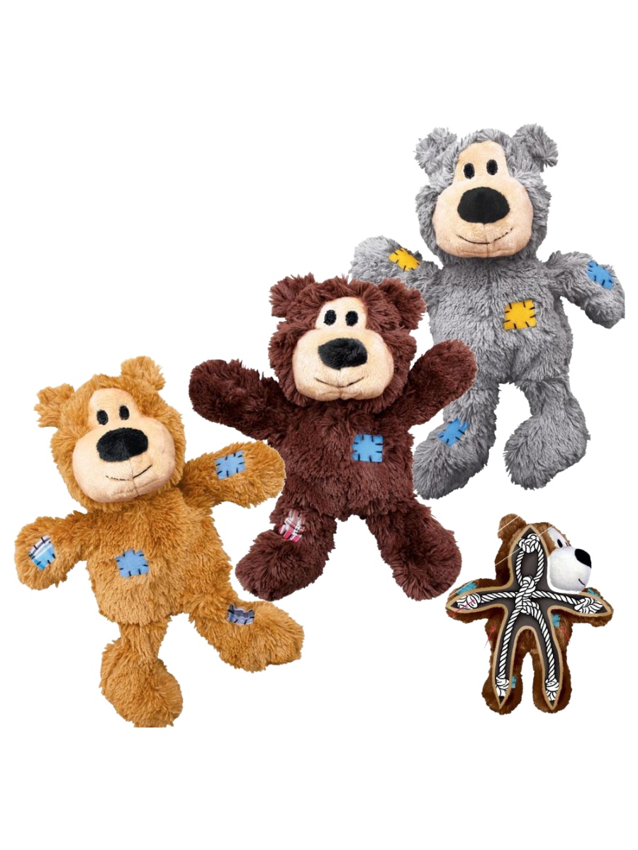 Kong WildKnots Игрушка для мелких собак, мишка плюш с канатом внутри, 10см