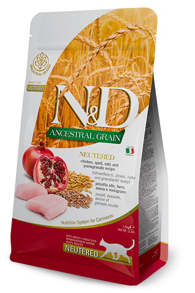 FARMINA N&D Ancestral Grain Сухой корм для стерилизованных кошек NEUTERED - Курица, спельта, овес и гранат 5 кг