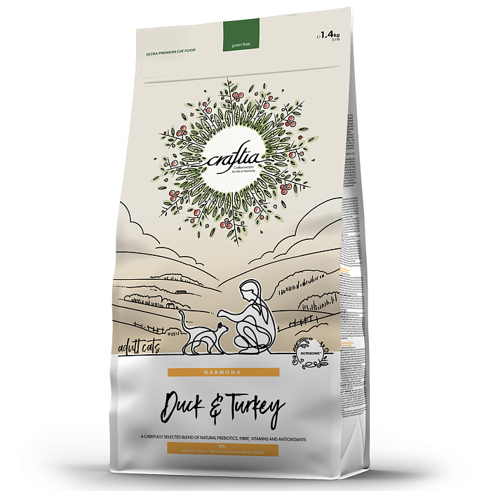 CRAFTIA Сухой корм  для взрослых кошек из утки и индейки 4,5 кг 7640335421663