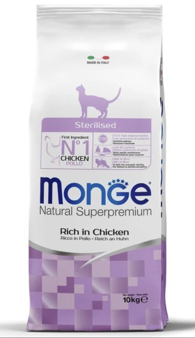Сухой корм для стерилизованных кошек "Monge Cat Daily Line Sterilised" (Монж) с курицей 10 кг