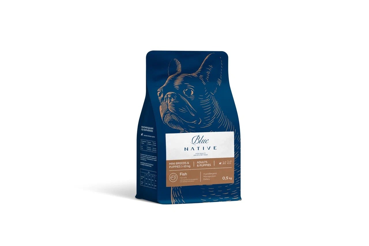 Blue Native Blue native Сухой корм для щенков и собак мелких пород с рыбой 500 гр