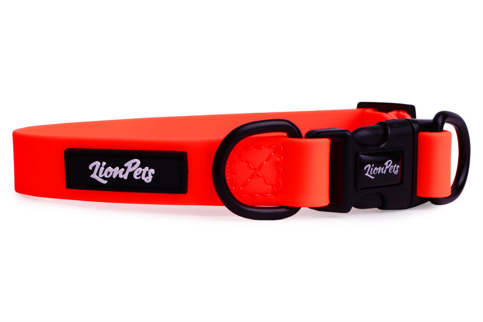 Ошейник из биотана LionPets с пластиковой пряжкой LPO-00530-4 (Оранжевый) (Размер L обхват шеи 33-55 см, ширина 2,0 см)