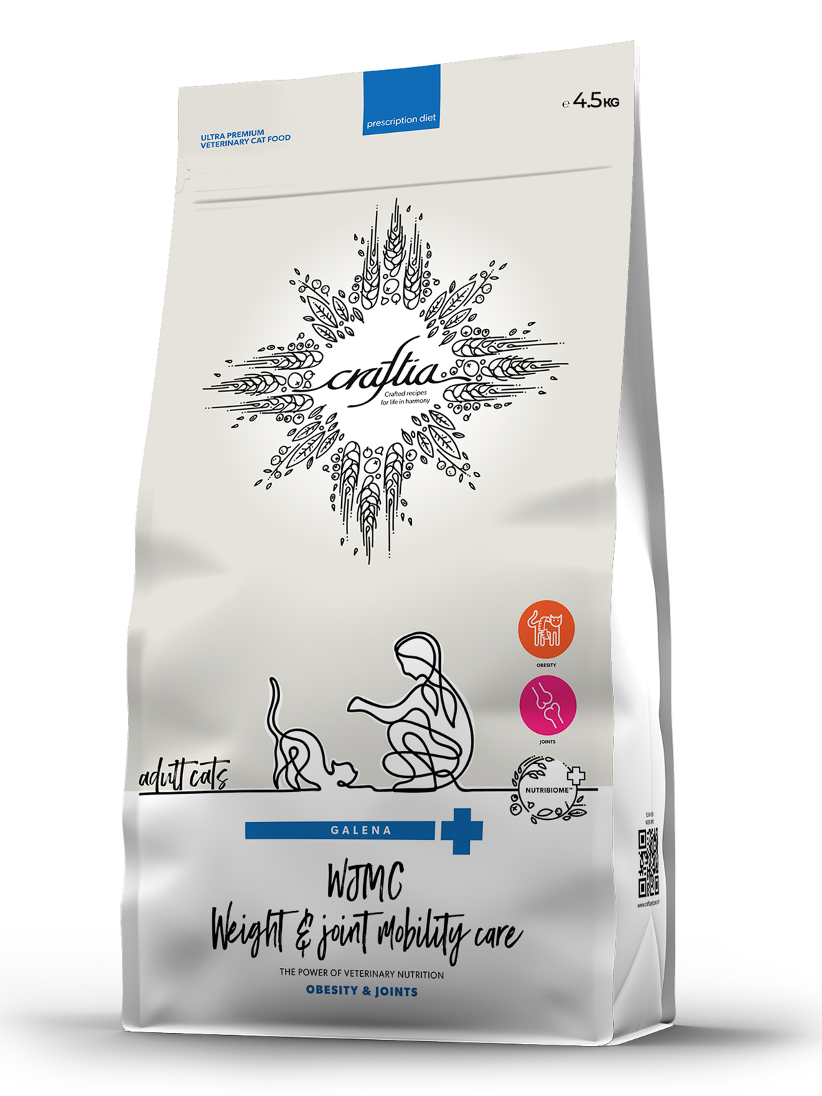 Ветеринарная диета CRAFTIA GALENA CAT WEIGHT&JOINT MOBILITY CARE ВейтэндДжоинт мобилити для кошек для снижения веса и поддерж. здоровья суставов 4,5кг