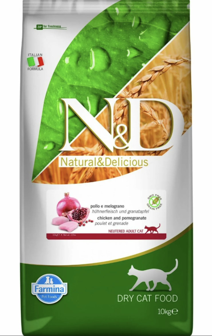 Farmina N&D Low Grain Neutered курица и гранат для кошек 10 кг