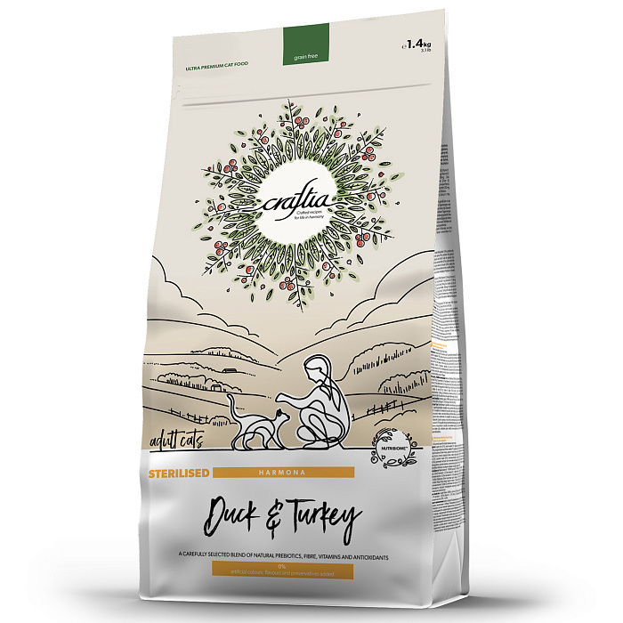 CRAFTIA Сухой корм  для стерилизованных кошек из утки и индейки 4,5 кг 7640335422134