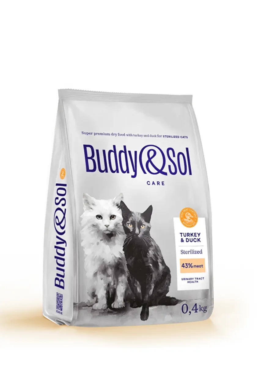 Buddy&Sol Care Сухой корм с индейкой и уткой для стерилизованных кошек 0,4кг
