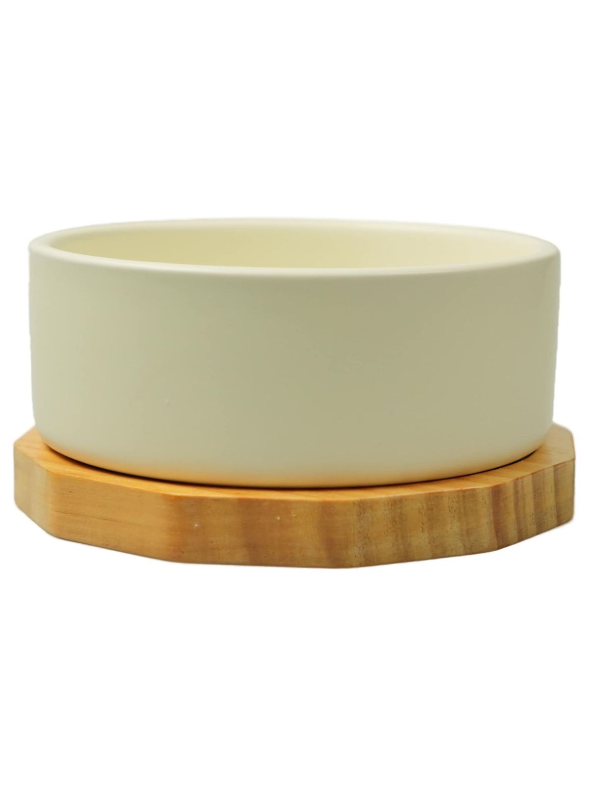 Миска Mr.Kranch Bamboo керамическая белая на бамбуковой подставке 860 мл