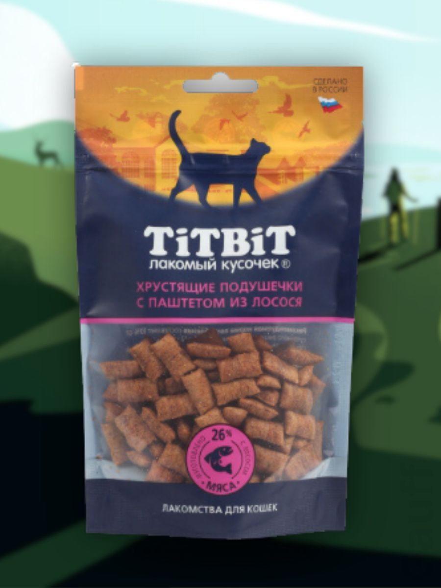 TiTBiT Лакомство подушечки для кошек с паштетом из лосося 60 гр 4690538025314