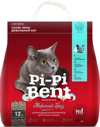 Лидинг Pi-Pi-Bent Морской бриз Наполнитель комкующийся 12л 4630001801038