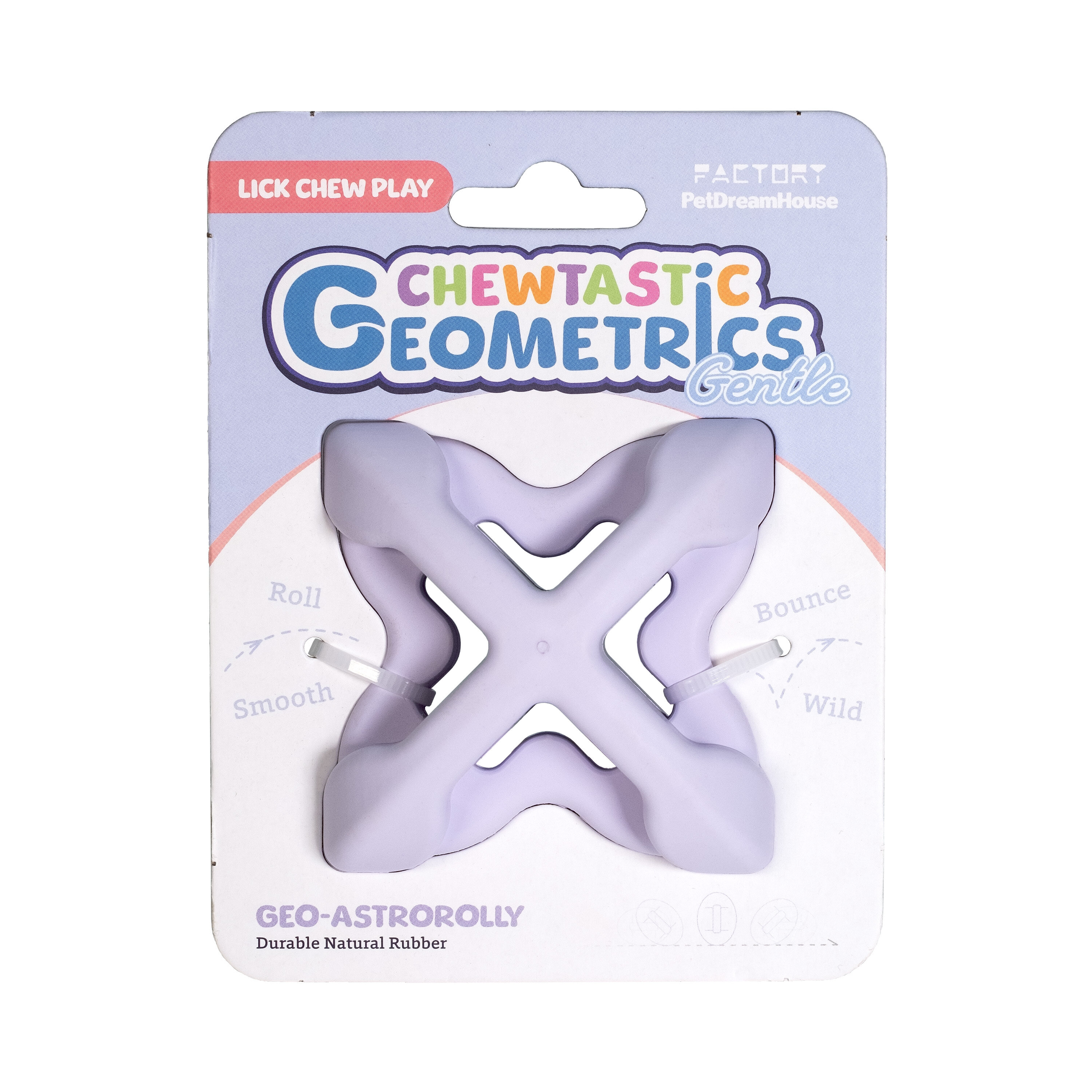 Игрушка интерактивная для собак из натурального каучука Chewtastic Geometrics Geo-AstroRolly, лаванда