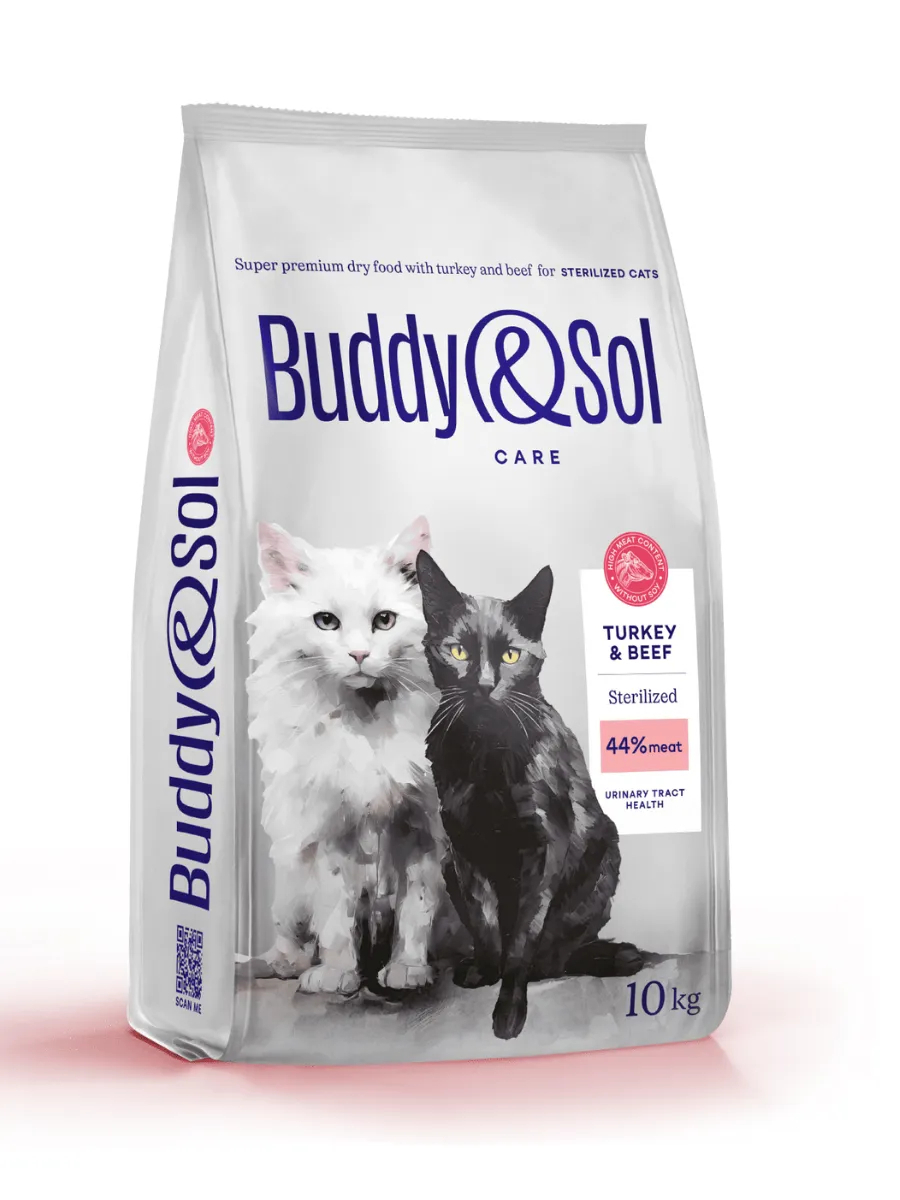 Buddy&Sol Care Сухой корм с индейкой и говядиной для стерилизованных кошек 10кг