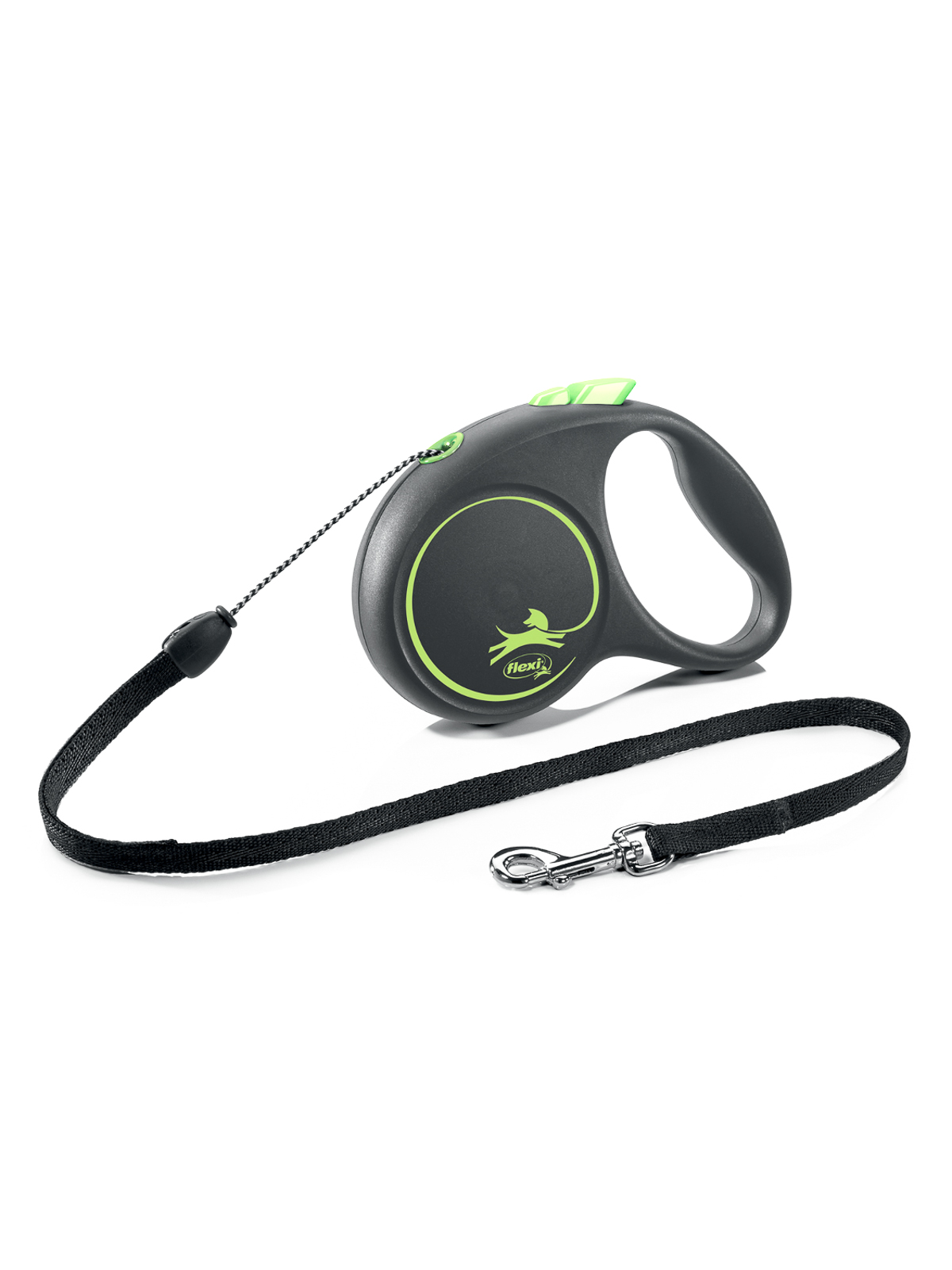 Flexi FLEXI BLACK DESIGN S 5 м до 12 кг рулетка черная зеленый дизайн трос