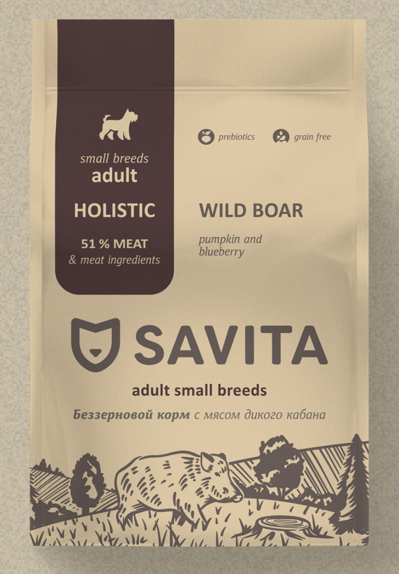 Savita Сухой корм для собак малых пород с мясом дикого кабана 10 кг 4640201672314
