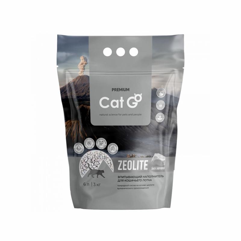 Наполнитель Cat Go ZEOLITE для кошачьего туалета, впитывающий, цеолит, без запаха, 3 кг (6 л)