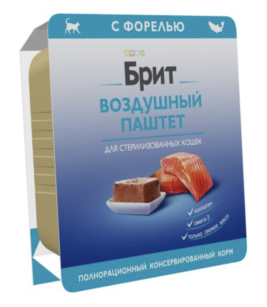 Brit Брит Воздушный паштет для стерилизованных кошек, форель, 100 г  5060924