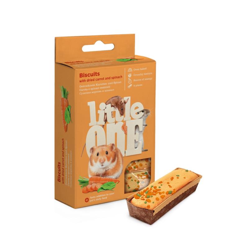 LITTLE ONE Бисквиты Little One для декоративных животных с морковью и шпинатом, 5х7 г