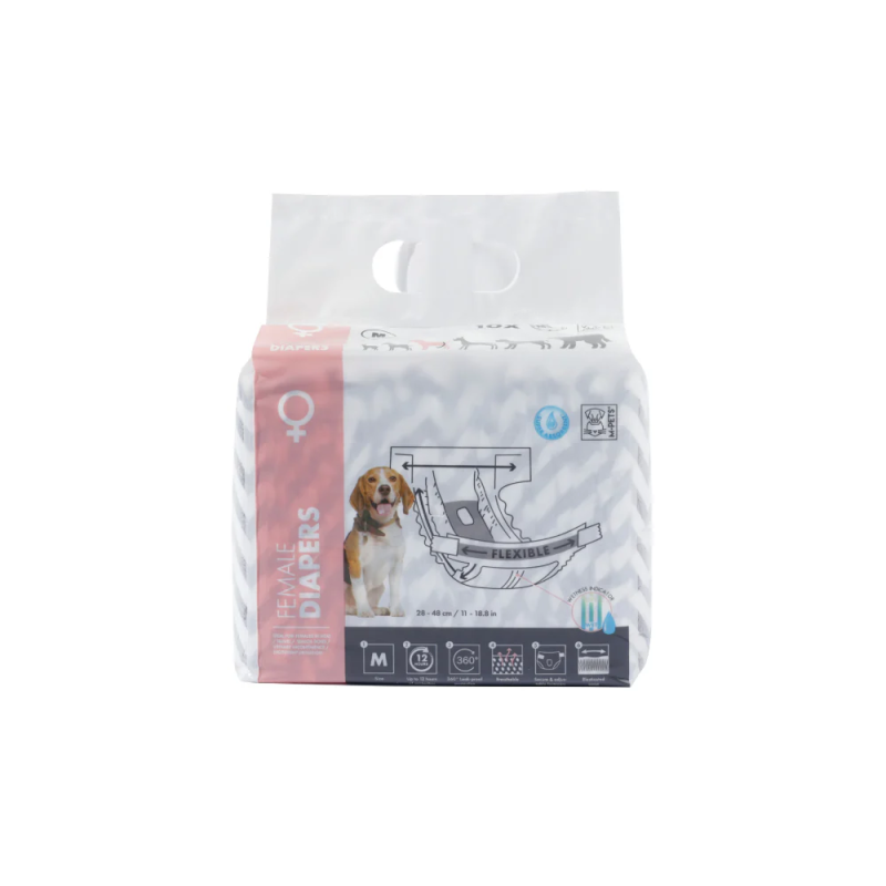 Подгузники одноразовые для собак Мпетс, размер №3 M: талия 28,0-48,0 см, 10 шт/уп,  MPets, 10116799