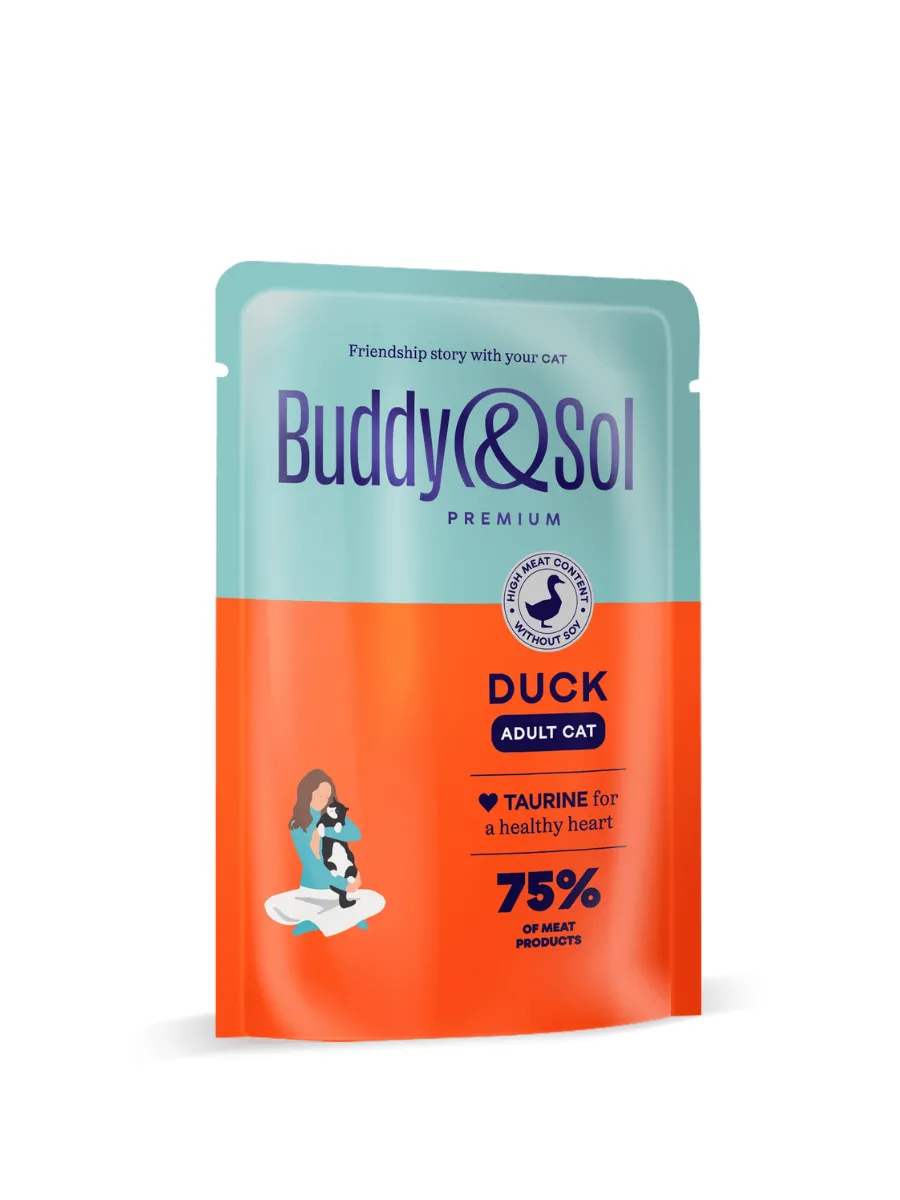 Buddy&Sol Влажный корм для кошек с уткой в соусе 85г