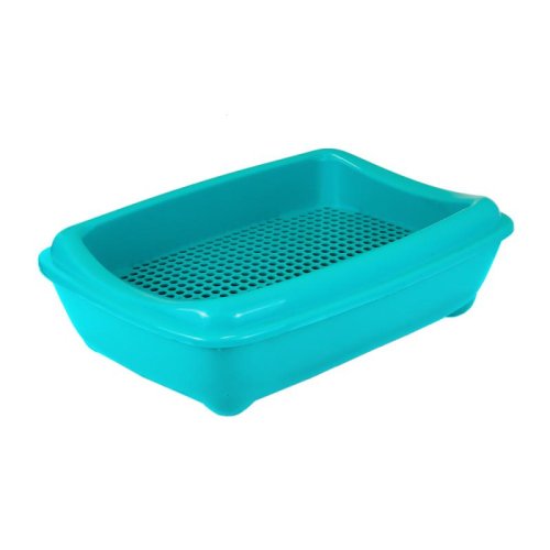 Моськи-Авоськи Туалет для кошек с рамкой-сеткой, глубокий (под наполнитель) 43х30х12см, цвет бирюзовый