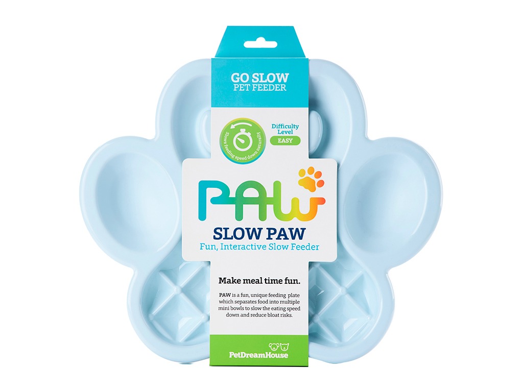 Миска Лапа для медленного кормления, голубая / PetDreamHouse PAW Slow Feeder Baby Blue Easy, 450 г