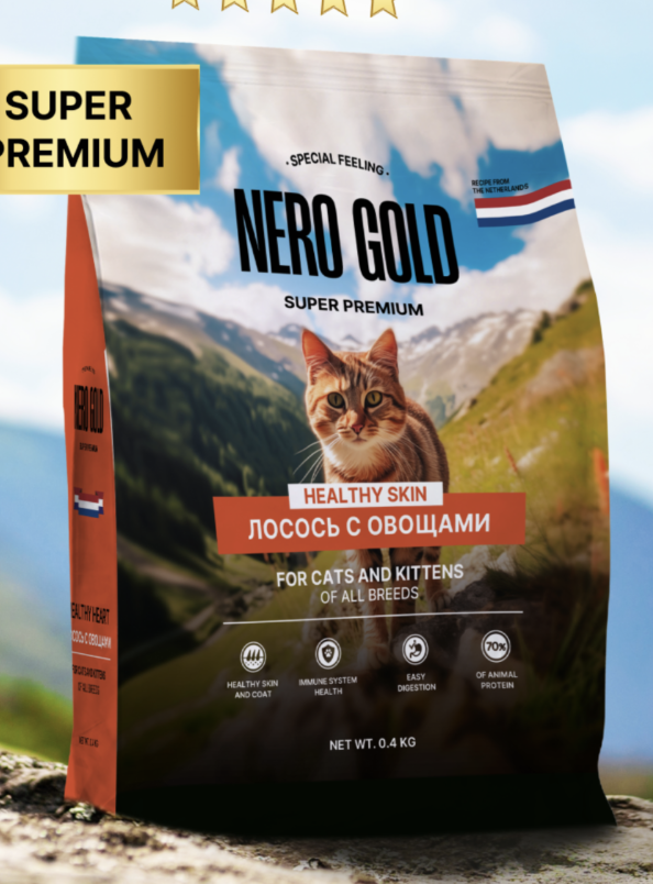 Nero Gold Сухой корм для кошек и котят с лососем и овощами 1,5 кг
