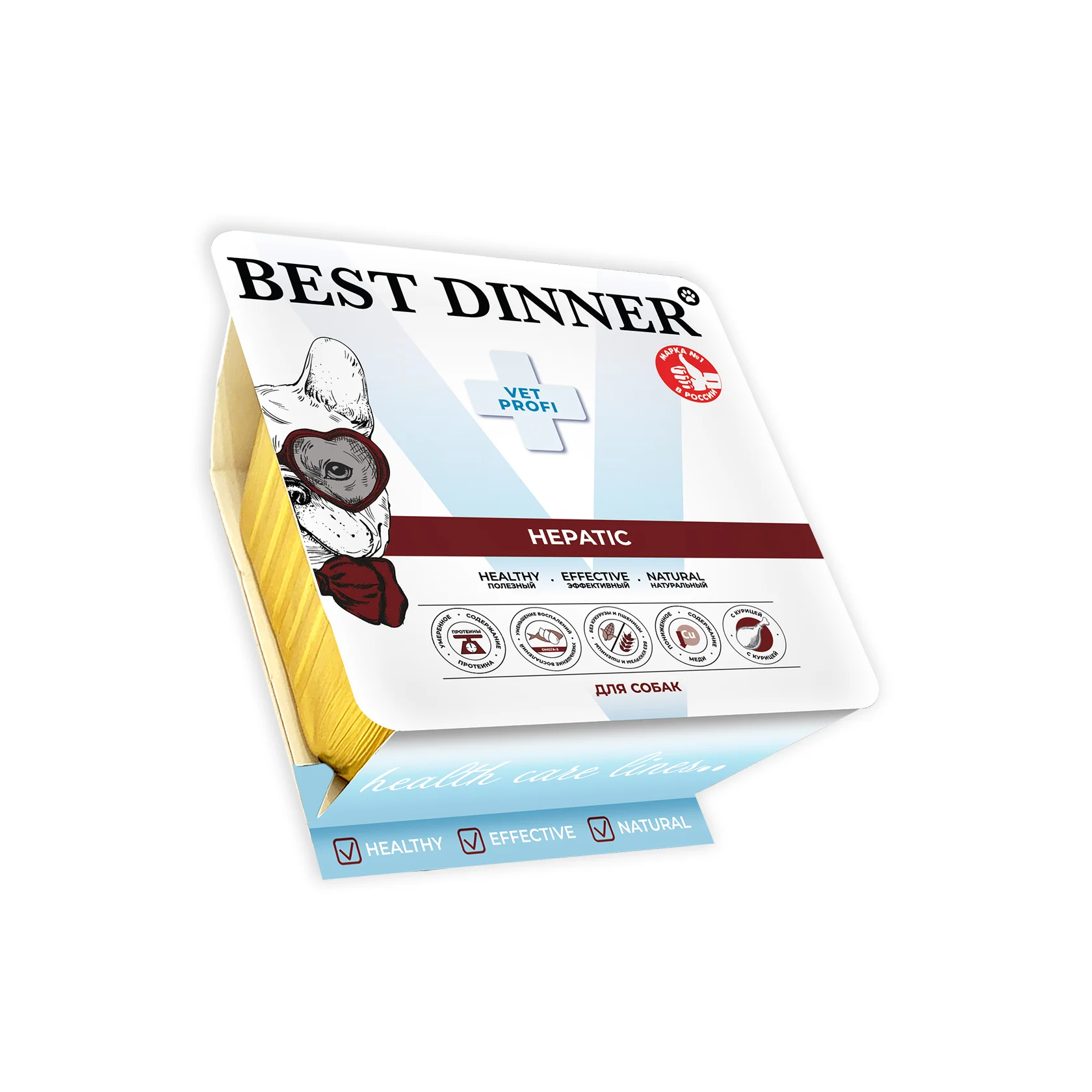 Влажный корм Best Dinner (Бест Диннер Гепатик) Vet Profi Hepatic для собак для поддержания функции печени при хронической печеночной недостаточности паштет с курицей 100г