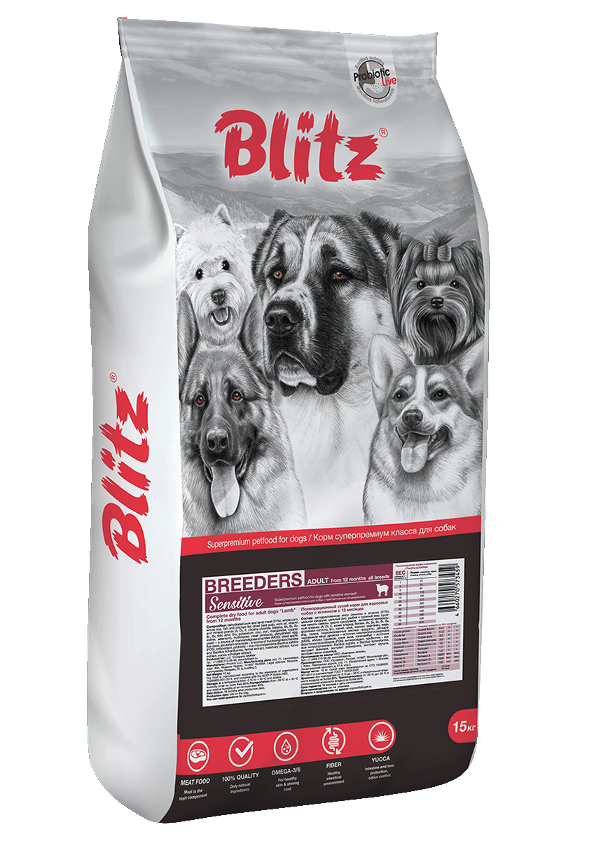 Blitz BREEDERS Adult Lamb Сухой корм для взрослых собак, с ягненком, 15 кг
