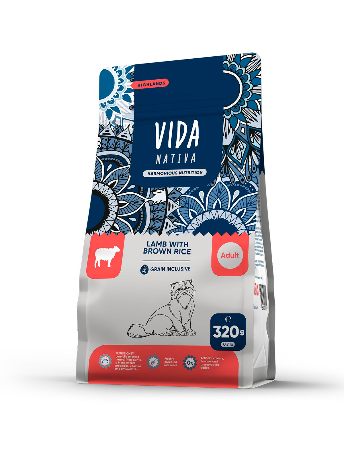 Сухой корм VIDA NATIVA для взрослых кошек из ягненка с бурым рисом 320 г