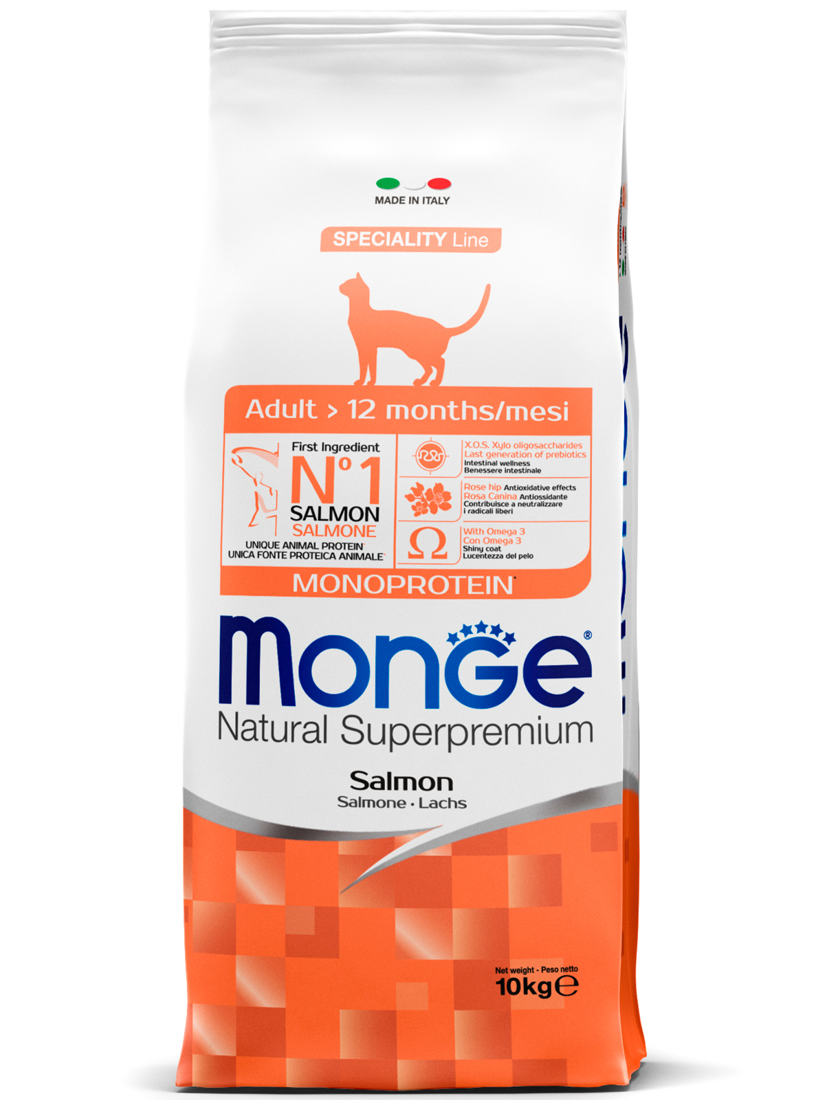 Сухой корм Monge Cat Speciality Line Monoprotein Adult для взрослых кошек, из лосося 10 кг