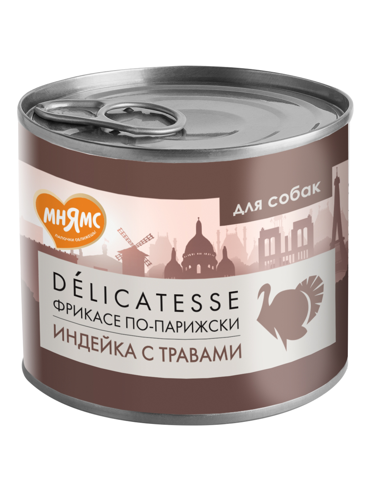 Влажный корм Мнямс Деликатес Паштет из индейки с травами для собак всех пород "Фрикасе по-парижски" 200 г