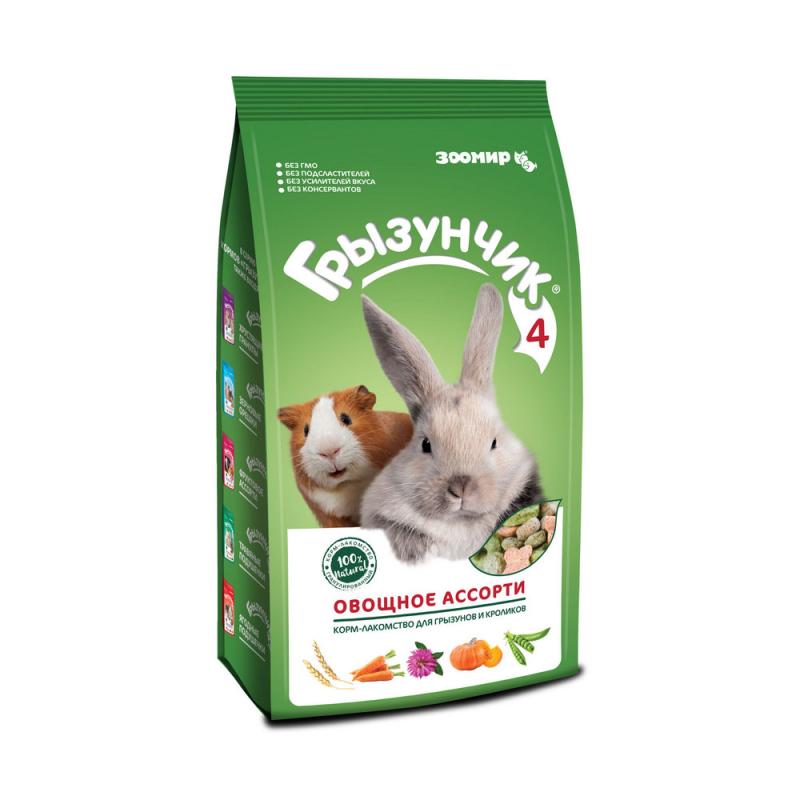 Грызунчик 4 Корм-лакомство для грызунов и кроликов овощное ассорти, 200г
