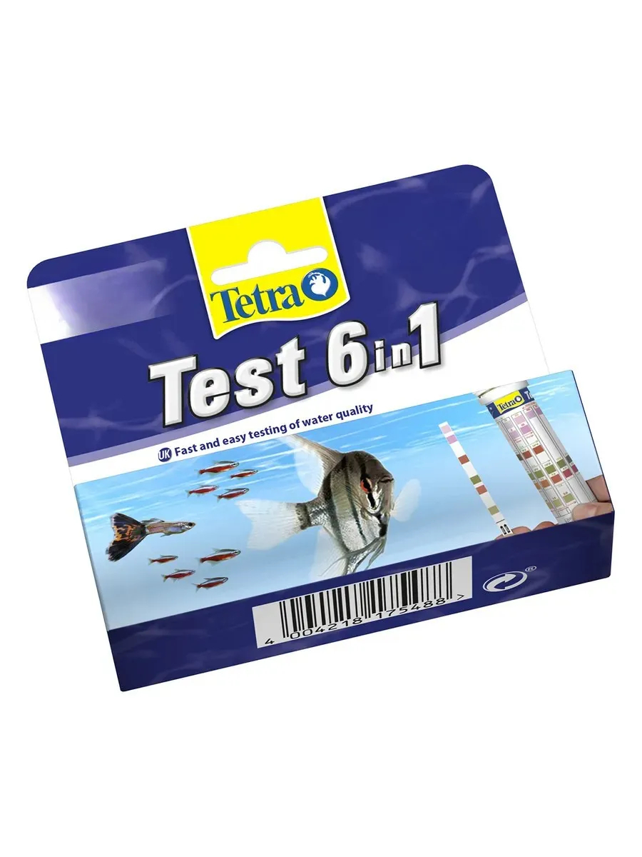 TetraTest 6 в 1 GH/KH/NO2/NO3/pH/Cl полоски для пресной воды 25 шт.