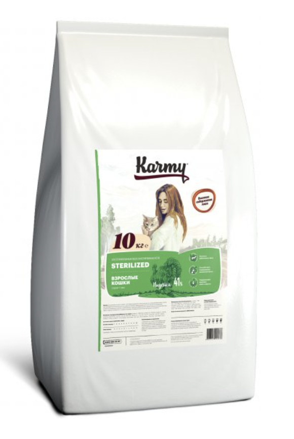 KARMY Сухой корм для стерилизованных кошек с индейкой 10 кг