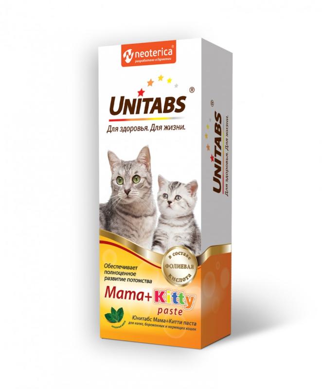 UNITABS Unitabs Паста витаминно-минеральная Mama+Kitty с В9 для кошек и котят, 120 мл