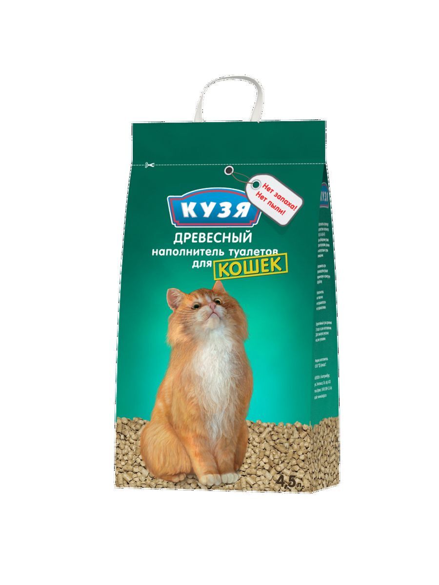 Кузя Наполнитель для кошек древесный 4,5л 4шт 2039835988380