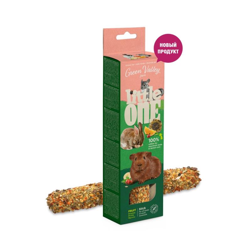 LITTLE ONE Беззерновая палочка Little One Зеленая долина для декоративных животных с фруктами, 180 г