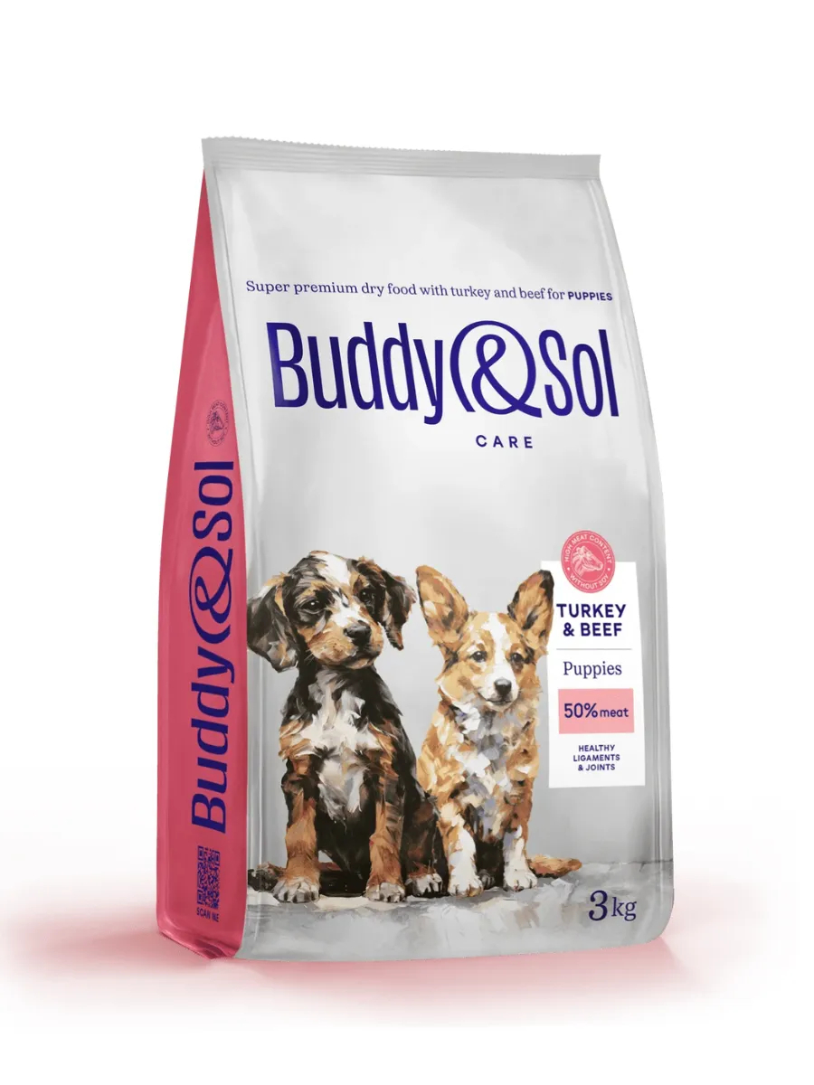Buddy&Sol Care Сухой корм с индейкой и говядиной для щенков всех пород 3кг